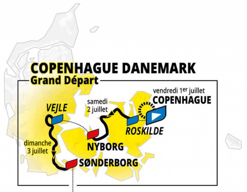 Route for 2022 Tour de France Stages 1 to 3 in Denmark